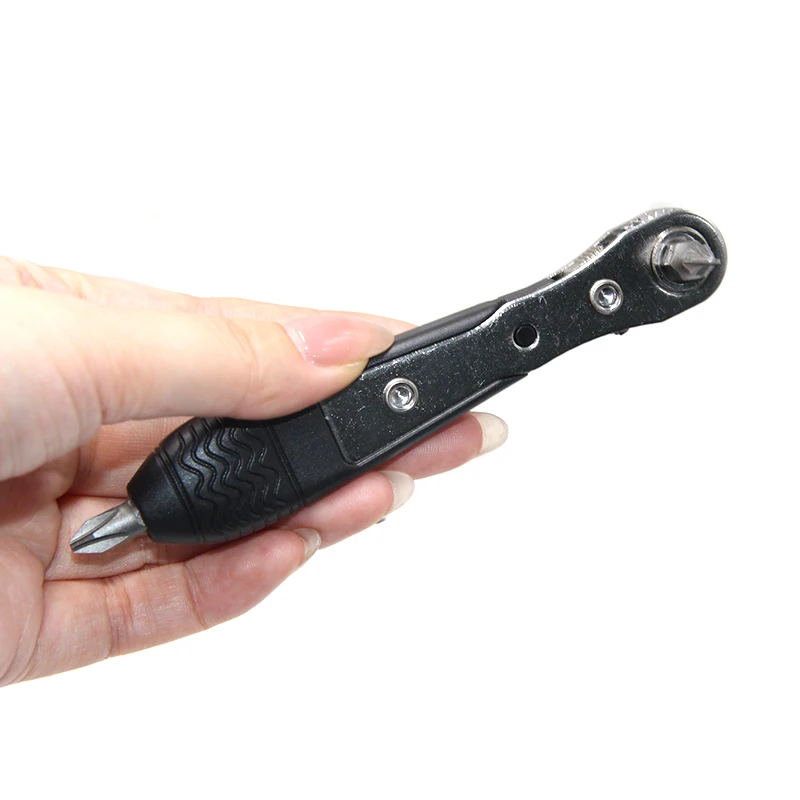 Double Head 36 Tooth Mini Ratchet Screwdriver Forward Reverse Wrench Cross Shaped Flat Screw Bits Repair Kit