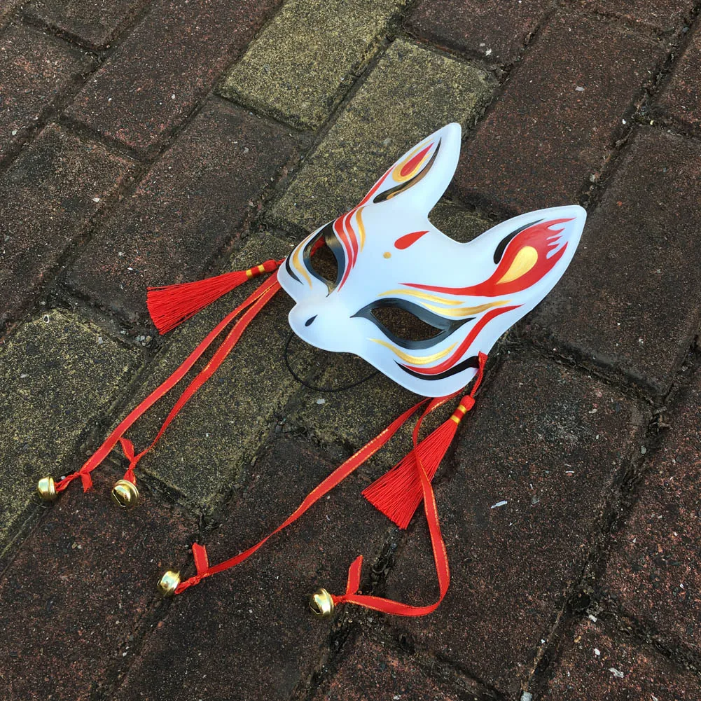 Little Bunny Kitsune Mask for Kids and Slim Adult Face Christmas Kawaii Rabbit Cosplay Accessory for Traditional Kimono Costume anime cosplay props