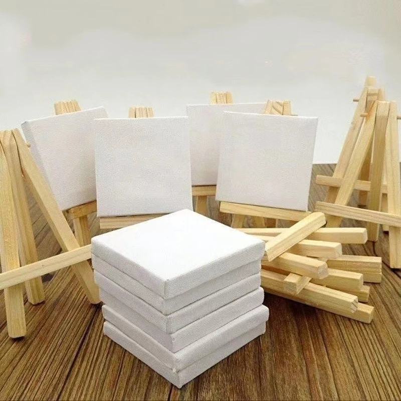 Cute 12/24pcs Artists Mini Easel With Mini Canvas Set Painting Craft DIY Drawing Small Table Easel Child Girl Gift