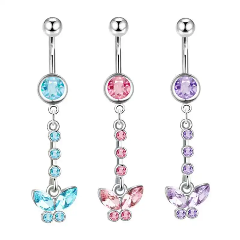 

Blue Crystayl Belly Button Rings Women Dangle Surgical Steel Navel Rings Cubic Zirconia Star Moon Piercing Ombligo Oreja Jewelry