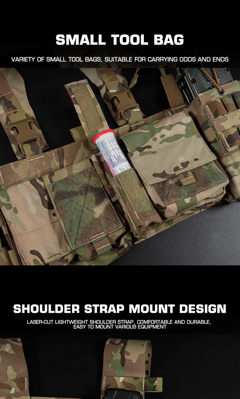 Emerson UW IV Chest Rig GP Pouch 556 762 MOLLE Weste Multi Pocket H Harness Schnellschalterplattform für EDC Tools Radio Mag Storage – Detail 6