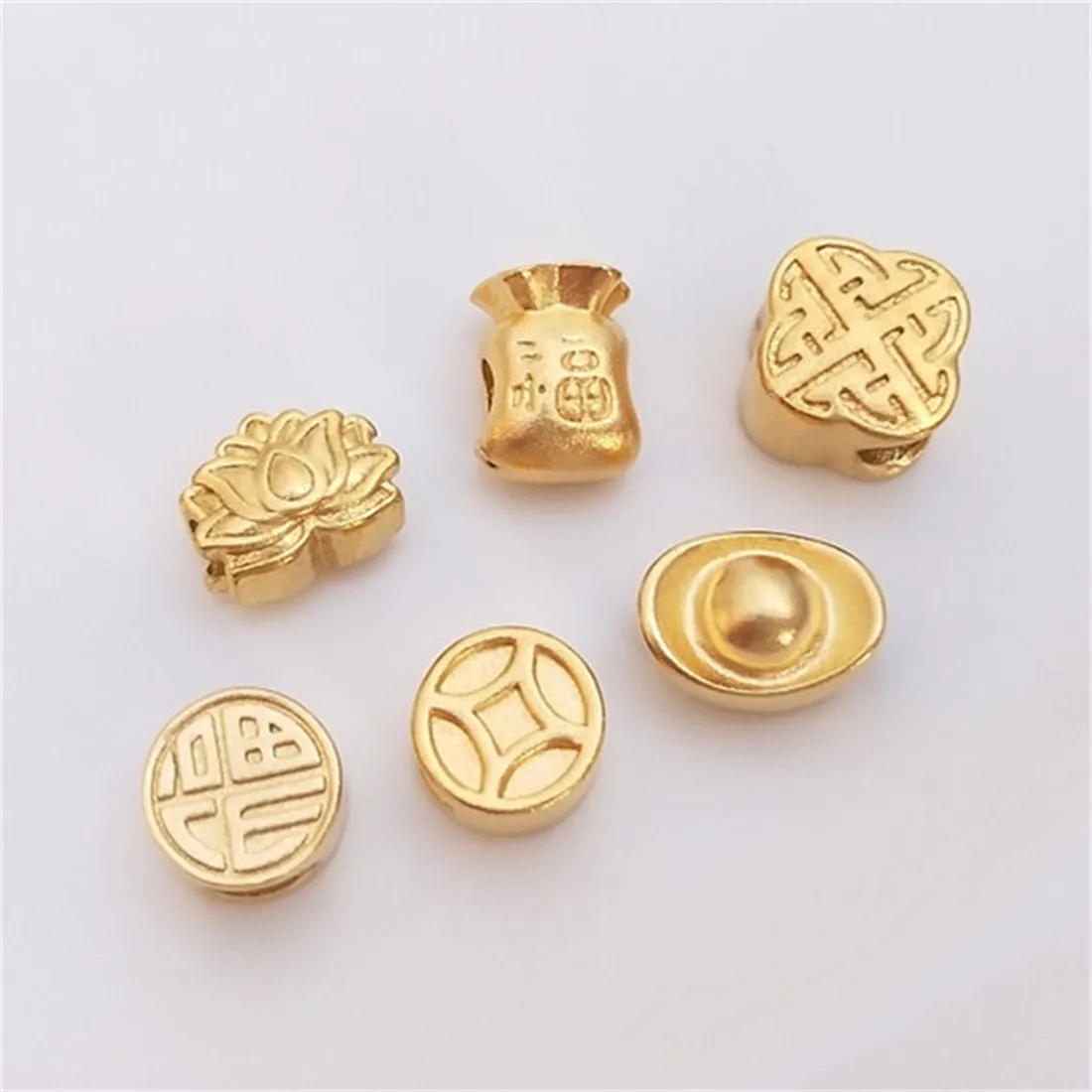 

Vietnam Sha Jin Yuan Bao Fu Zi Money Bag Copper Wire Lotus Bead Pendant Diy Bracelet Transfer Bead Accessories C219