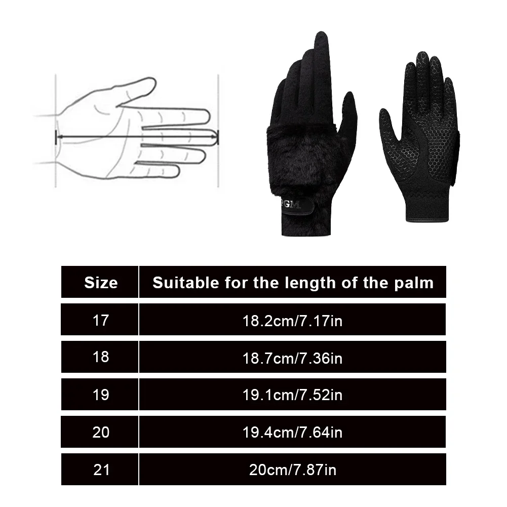 1 Pair Winter Plush Thickened Golf Gloves Ladies Anti-Slip Granules Sport Gloves Women Left and Right Hand Mittens Keep Warm