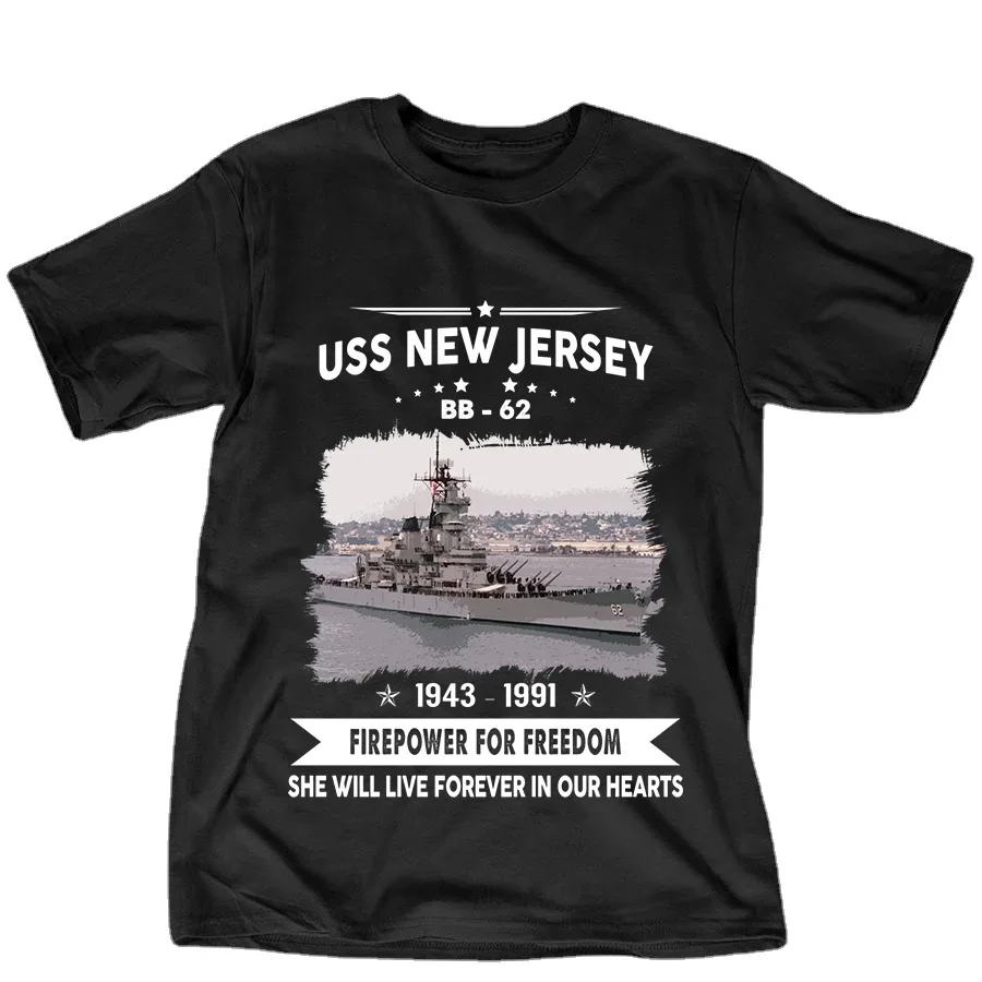 

Navies Veteran Proud,USS New Jersey BB 62 Battleship Graphic . Summer Cotton Short Sleeve O-Neck MensPrinted T Shirt S-3XL