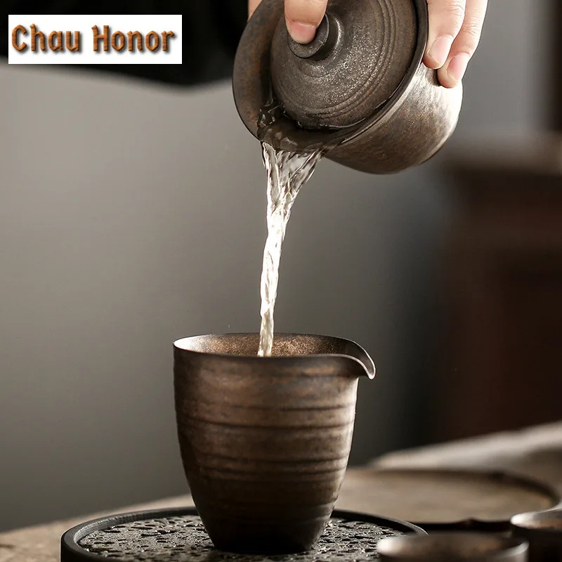 160ml Retro Ceramic Sancai Gaiwan Single Cup Handmade Gilding Tureen Kung Fu Teaware Household Accessories Office Decoration