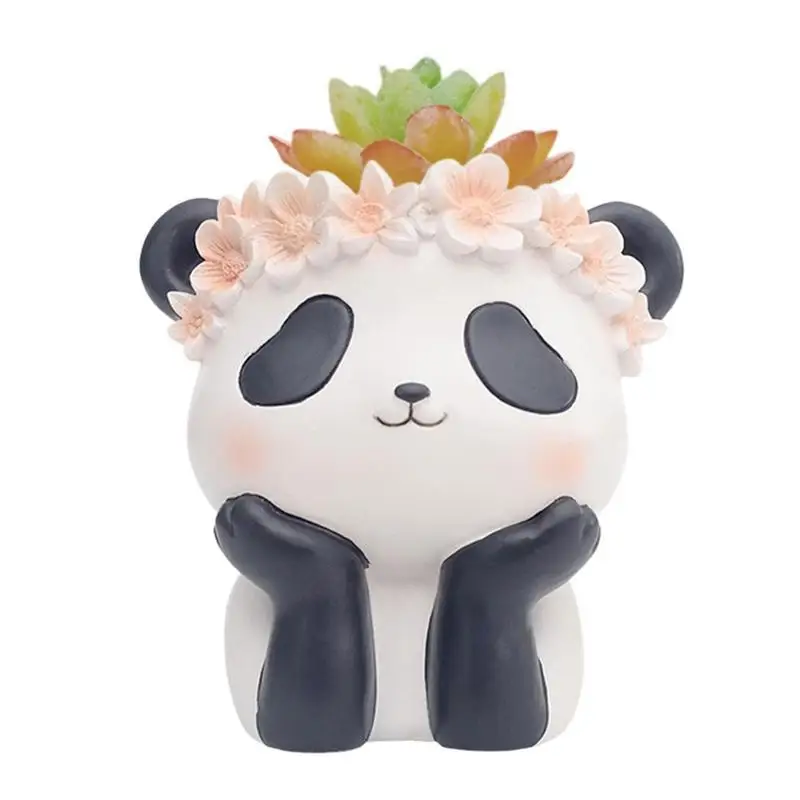 

Animal Succulent Pots Panda Shape Planter Cute Mini Nordic Resin Flowerpot Handmade Potted Plant Home Decoration Garden Supplies