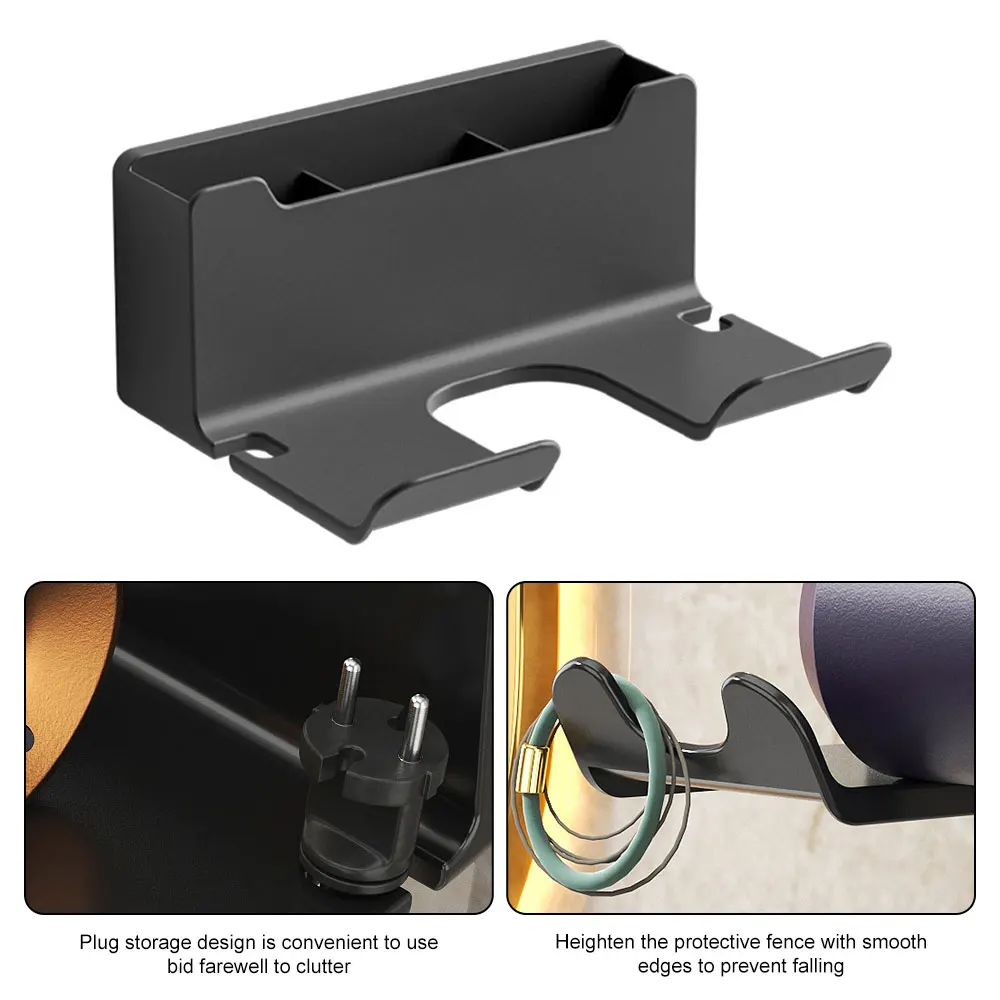 Hair Dryer Holder Bracket Bathroom Rack Storage Rack Wall Mounted Hair Dryer Bracket Wall Mounted Bathroom Shelf Storage