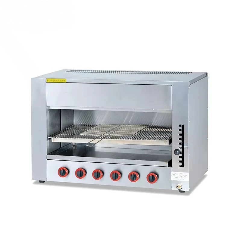 Commercial Stainless Steel Gas Infrared Salamander Grill with 6 Burner