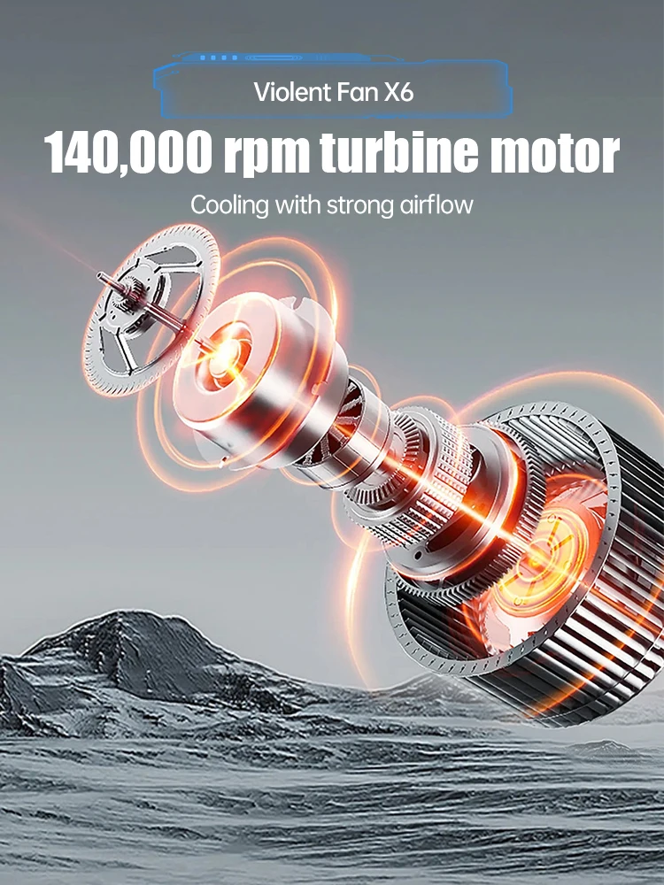 X6 Mini Turbo Jet Fan 53M/S Portable Turbo Fan 140000RPM Jet Turbo Blower Brushless Motor Handheld Duct Fan Cleaning Tool Type-C 5