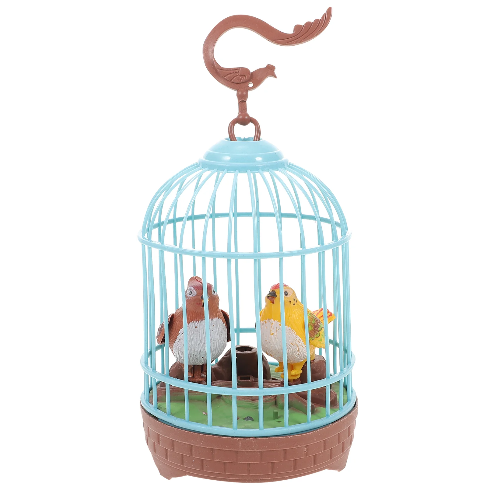

Bird Cage for Playhouse Realistic Bird Cage Simulation Voice Control Birdhouse Educational Plaything Blue 22X10CM