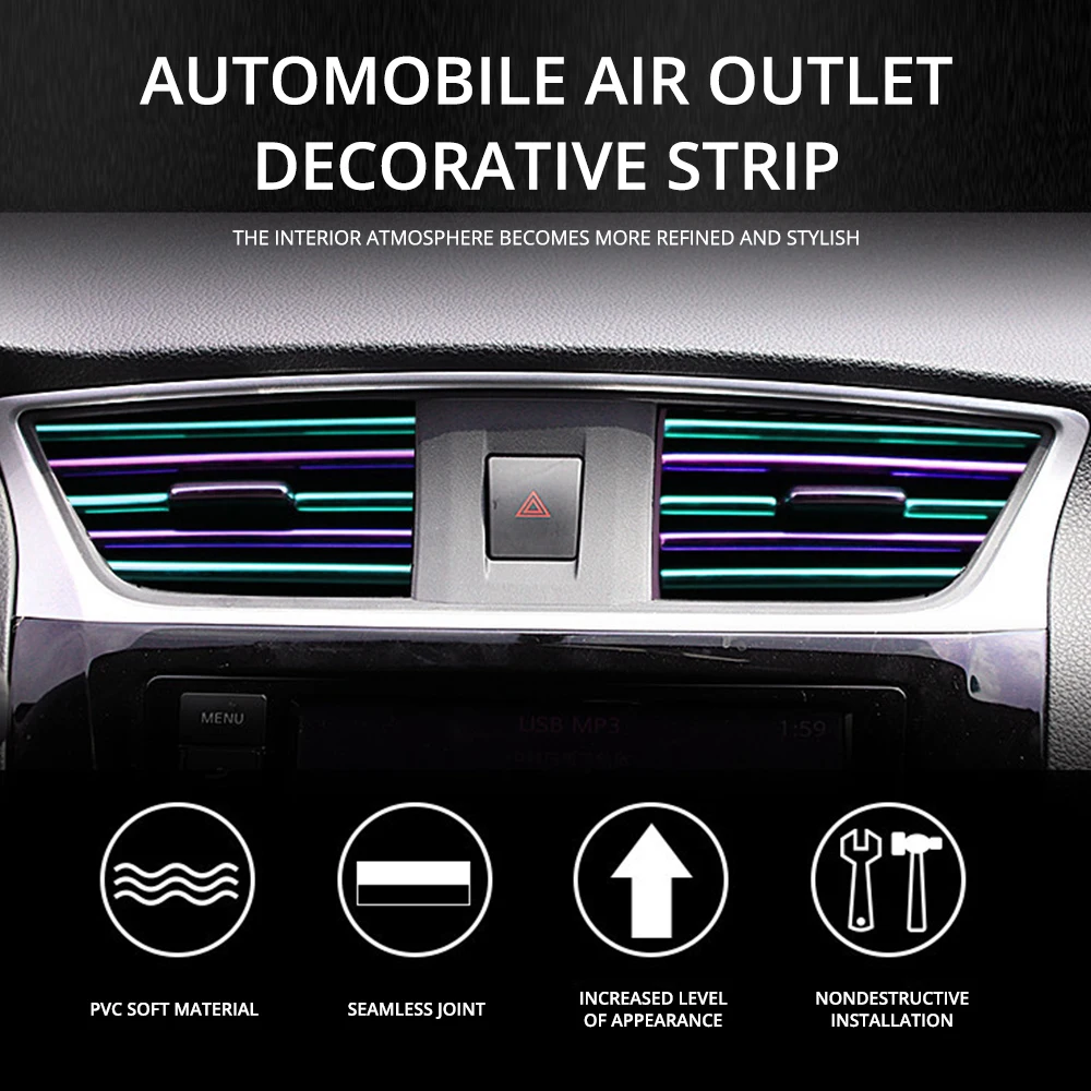 10 Stück Universal Auto Klimaanlage Steckdose dekorative U-Form Innen  leiste Zierleisten Dekor Styling Zubehör dekorieren - AliExpress