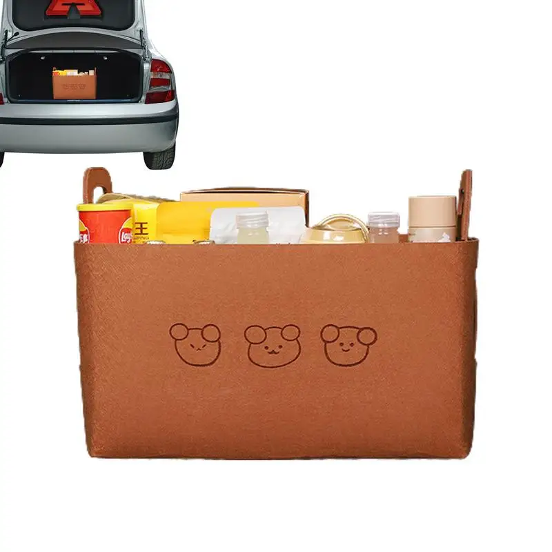 

Foldable Felt Organizer Portable Multifunctional Large Capacity Cartoon Felt Storage Box With Double Handle For Car Interior
