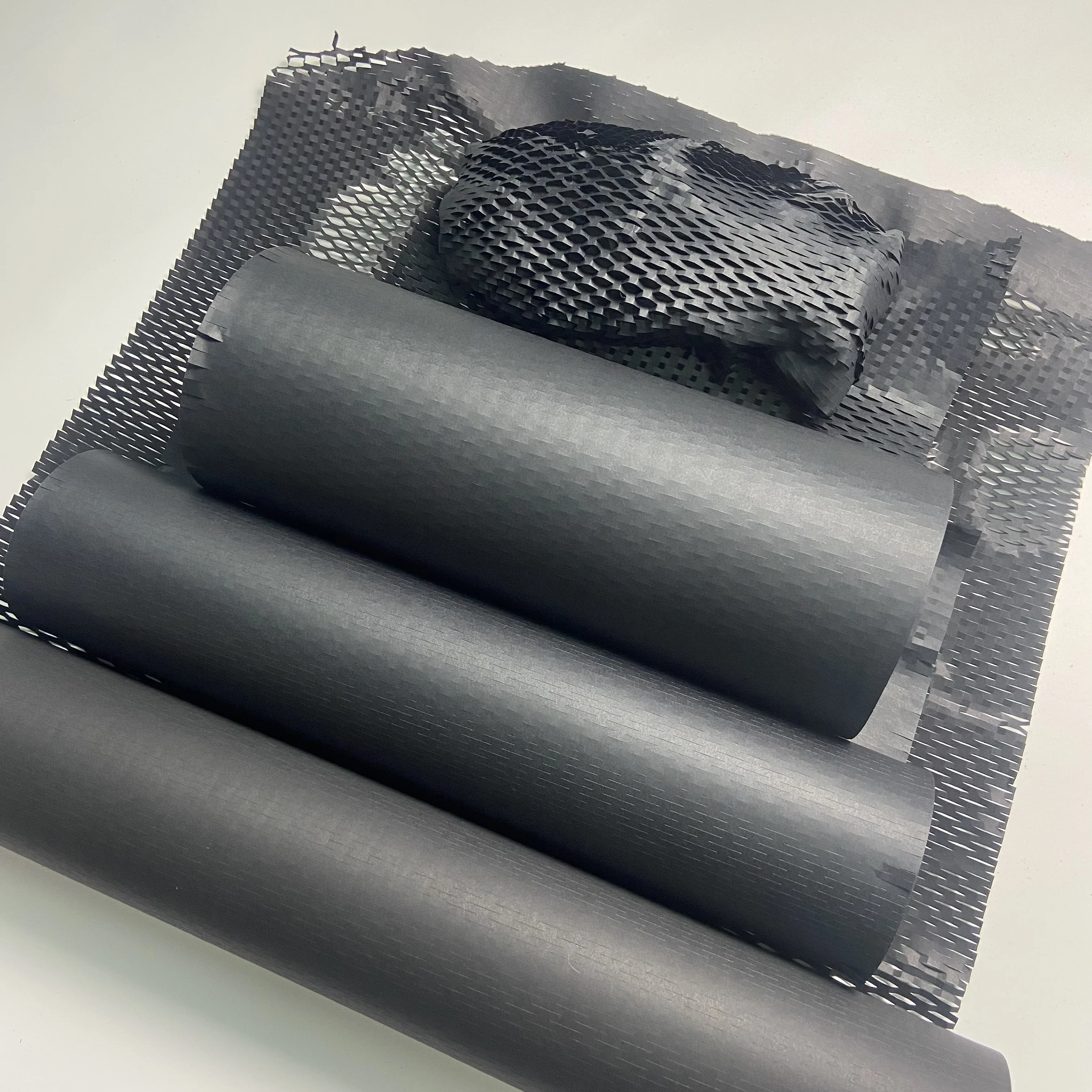Black Honeycomb Packing Paper Wrap Recycled Cushion Wrapping Roll Eco Friendly Shipping Moving Green Wrap