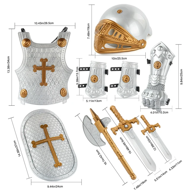 Medieval Knight Armor Kit Kids Pretend Armor Toys Knight Gear In Shining Armor Children Cosplay Costume Accessories 6