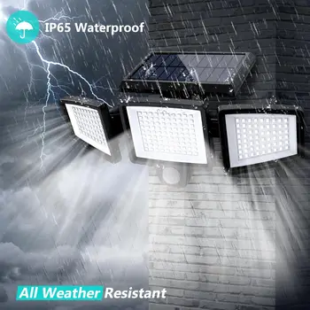 IP65Waterproof Triple Head Outdoor Solar Light, 210LED 2500LM Motion Sensor Safety Light for Porch, Garage, Yard Entrance, Patio 2