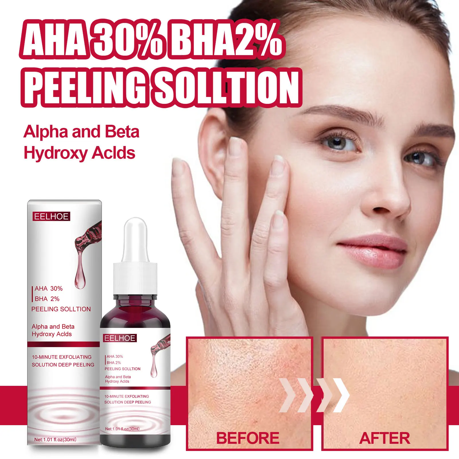 

30ml Pore Shrinking Serum Salicylic Fruit Acid Essence Smooth Pores Anti Aging Whitening Moisturizing Skin Care Product