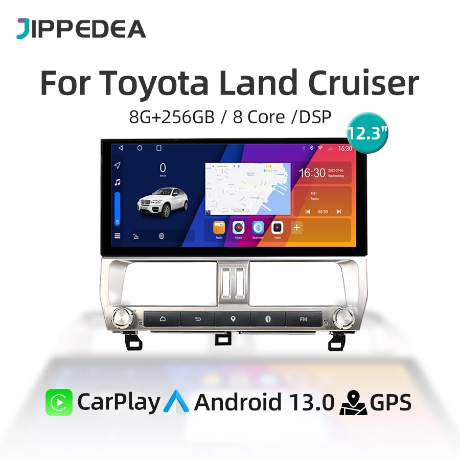 

12.3" Android 13 Car Multimedia Player Radio For Toyota Land Cruiser Prado 150 2018-2022 CarPlay GPS Navigation 4G WiFi Stereo