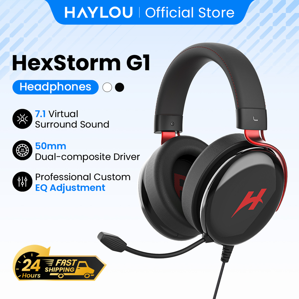 HAYLOU HexStorm G1 Wired Gaming Headphone 7.1 Surround Sound 50mm Dual Driver Esports Gamer Headset with Mic For PS4 PS5 PC