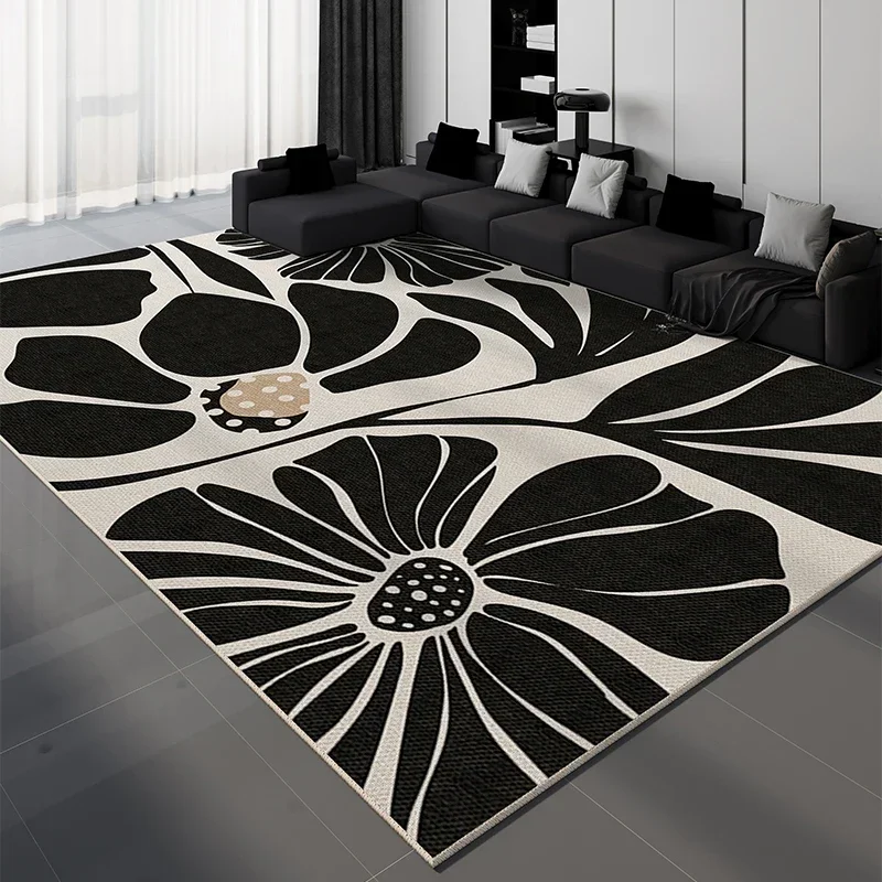 Black White Luxury Living Room Carpet Geometric Line Decorative Carpets Non-Slip Bedroom Rug Light Luxury Art Room Rugs Alfombra 5