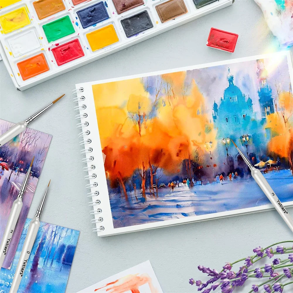 마이크로 드라이브러쉬 14개 세트, 세밀한 디테일 페인트 브러쉬, 나무 손잡이, 시타델 발레호 DND 미니어처 아크릴 수채화 공예용