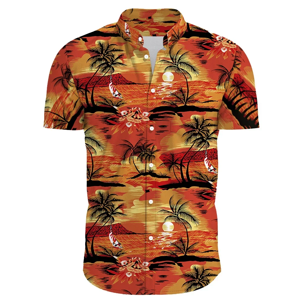 

2024 Hawaiian Shirt Men's Shirts 3d Printed Floral Pattern Oversized Mens Clothing Short Sleeve Tee Streetwear Tops Appareal