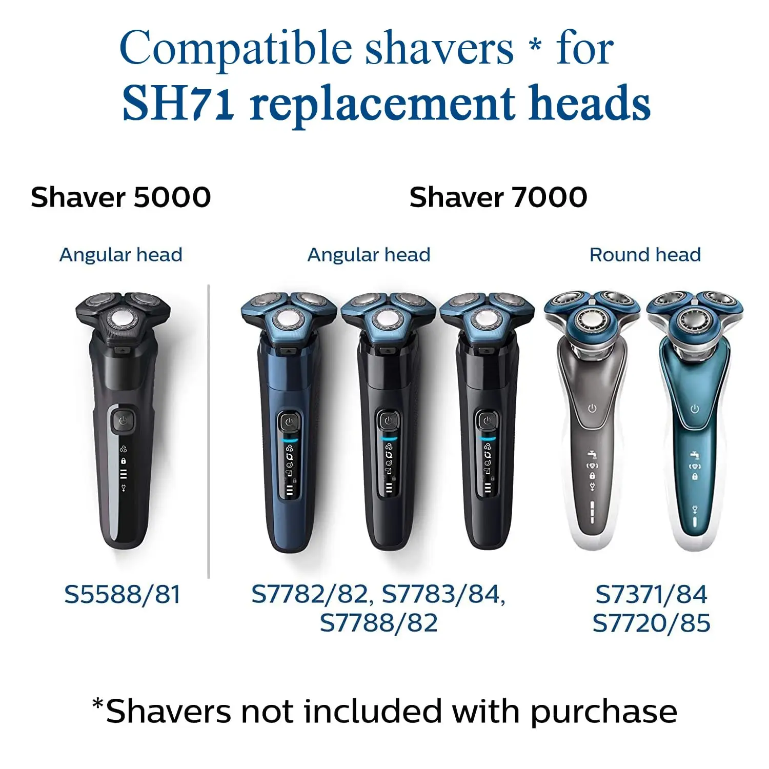 SH71 Replacement Shaving Heads for Philips Norelco Shaver Series 7000 and Angular-Shaped Series 5000 SH71/52