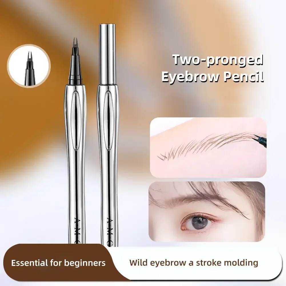 Ultra-fine 2 Point Silver Eyebrow Pen Liquid Wild Eyebrow Tattoo Waterproof 2 Fork Silkworm Brow Pen Easy To Grip Eye Makeup 5