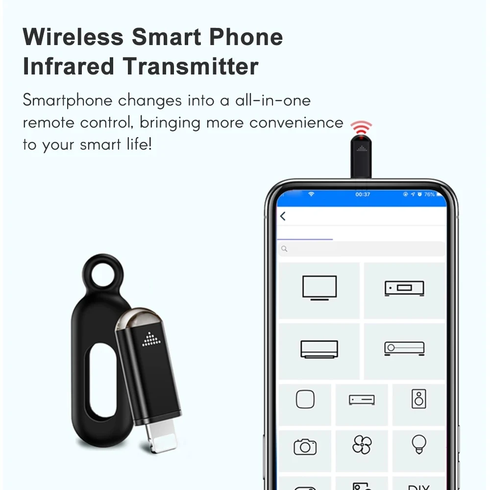 Transmisor infrarrojo para teléfono inteligente, Mini controlador remoto Universal, reemplazo para teléfono inteligente iOS, TV, aire acondicionado, ventilador, cámara