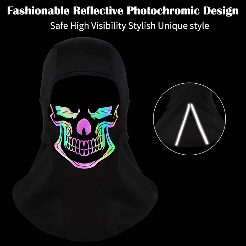 WEST BIKING Winter Cycling Headwear Reflective 3D Print Warm Windproof Bicycle Full Face Cover Balaclava Outdoor Sport Mask Gear
