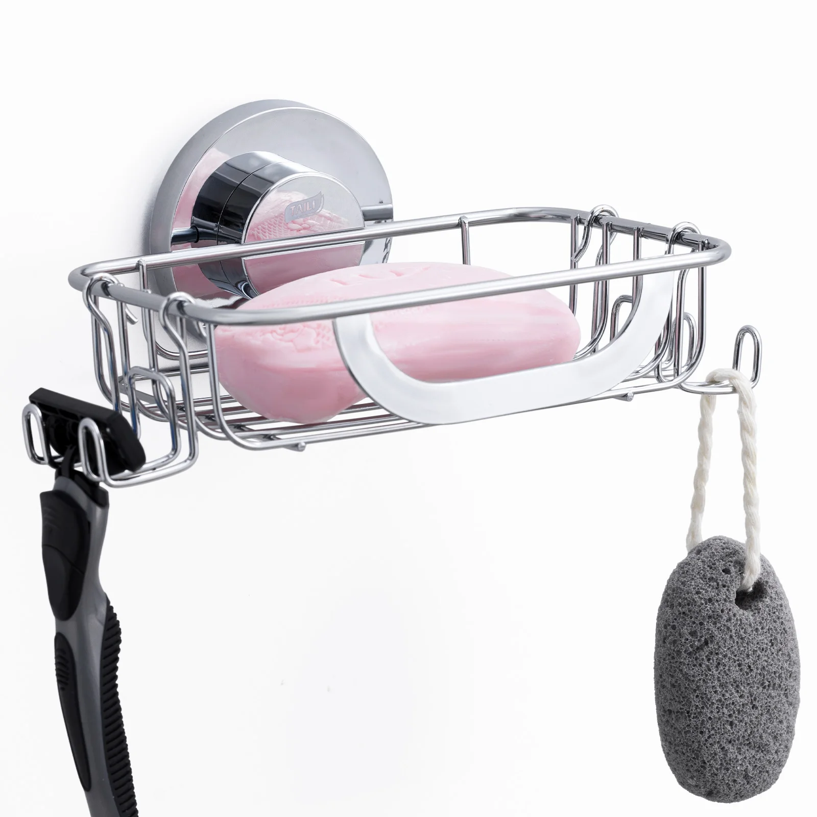 TAILI Soap Bar Holder Soap Dish Suction Cup with Hooks Bar Holder for Shower Wall Saver Tray for Bathroom