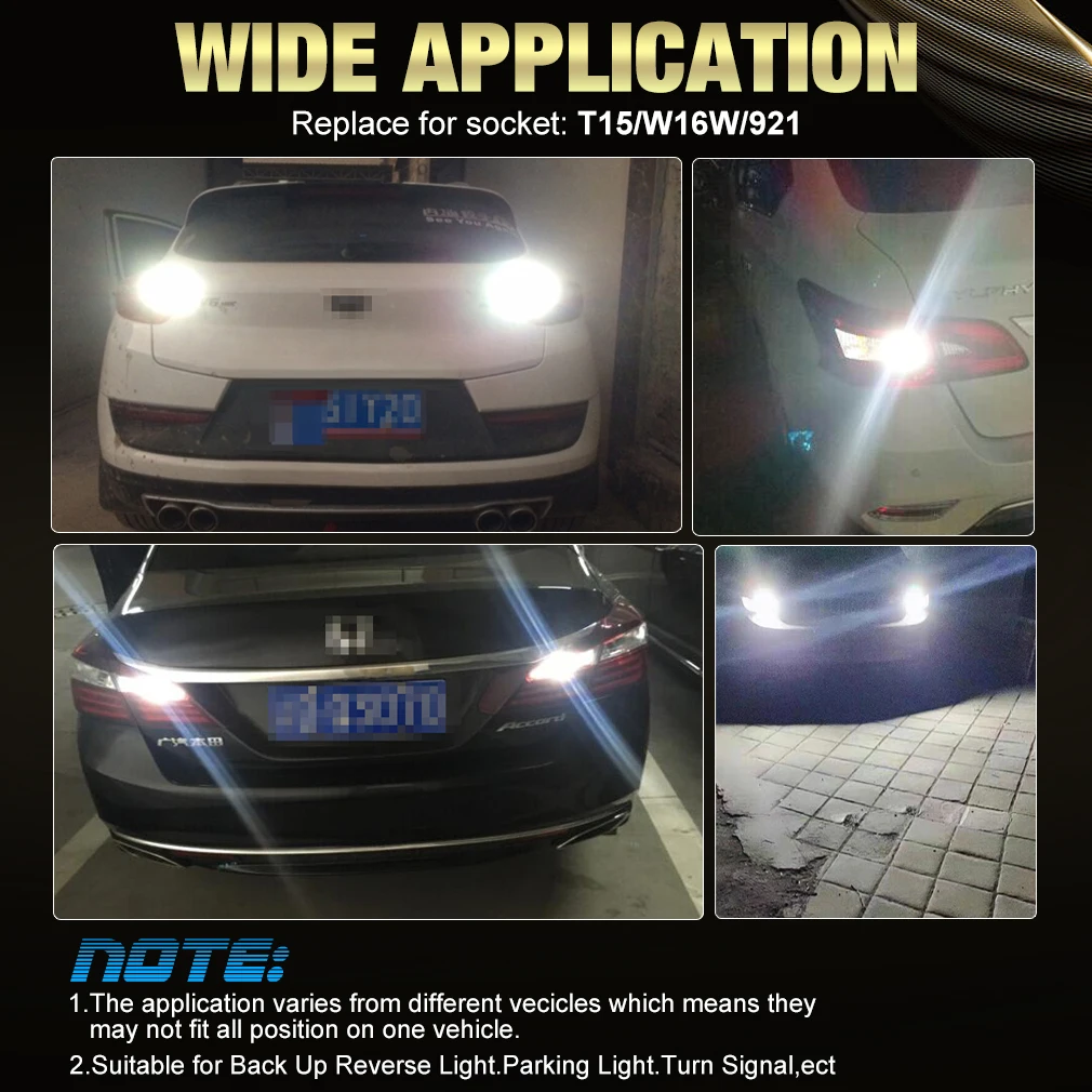 W16W T15 921 LED Bulbs Canbus Car Lights 3030 Chips No Error For Rear Backup Reverse Lamp Auto Tail Signal 12V White 3000LM