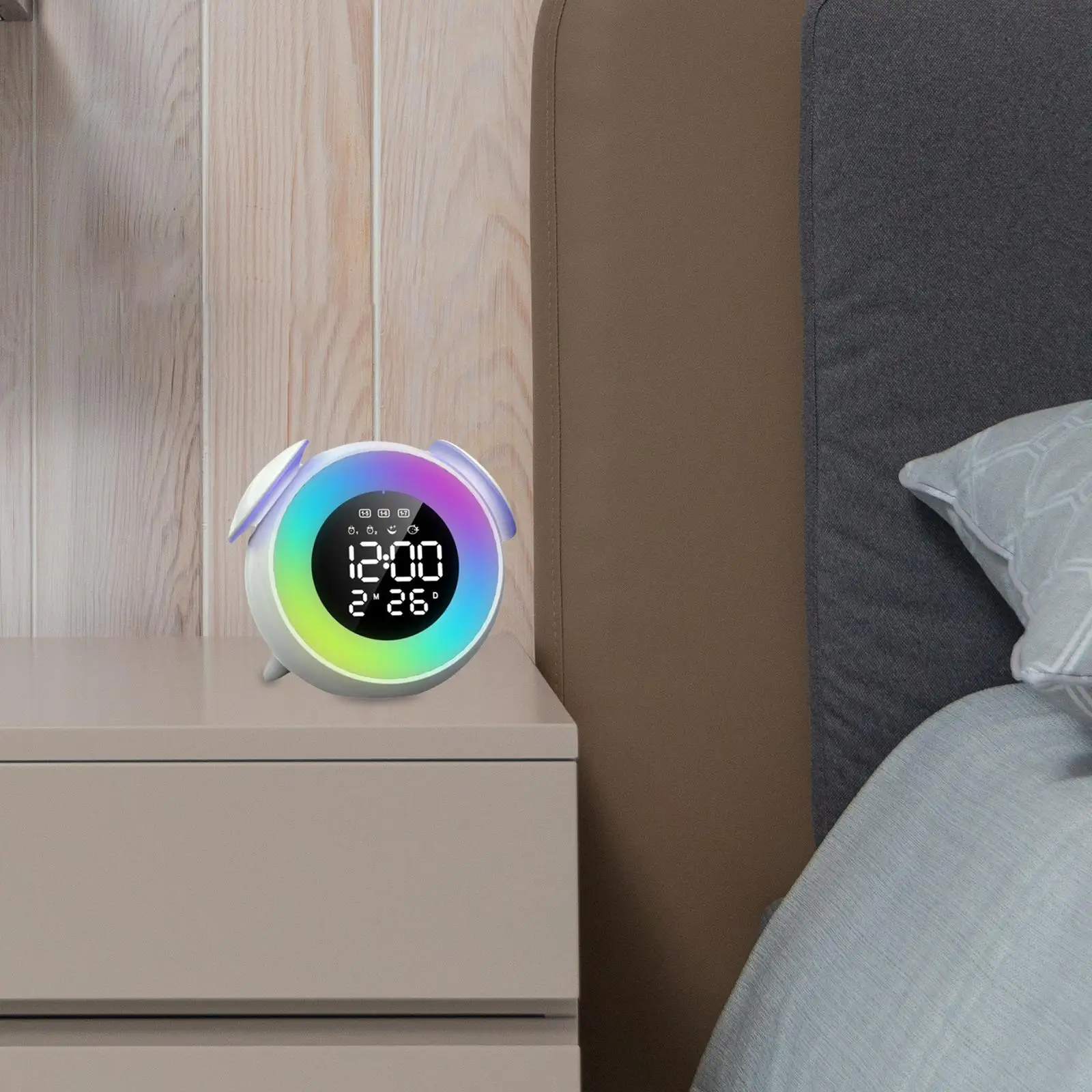 

LED Digital Alarm Clock Colorful Light Desktop Clock for Office Living Room