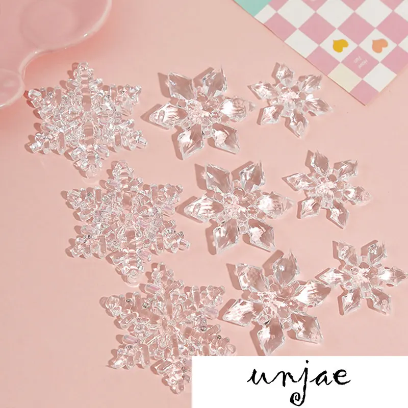 

Imitation crystal transparent acrylic snowflake beads scattered beads mobile phone chain trailer hanging material accessories.