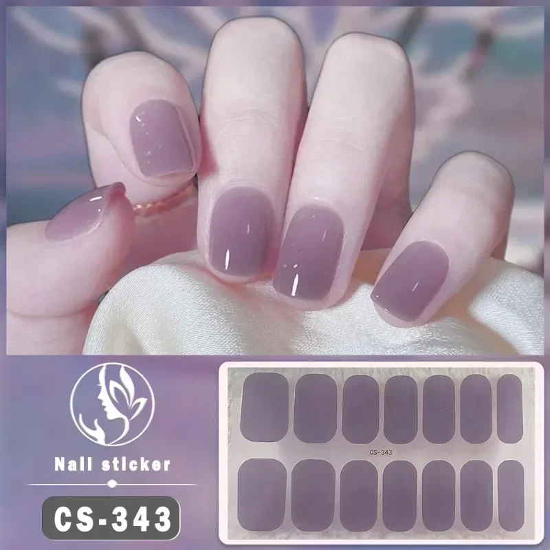 Nail Stickers Bake Free Gel Waterproof Durable 3D Solid Color Jump Color Gradient