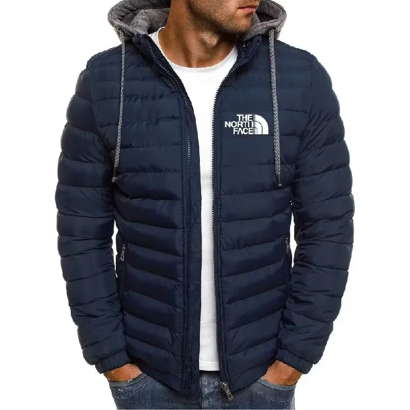 Winter Jacket Casual Jacket Cotton Jacket Men's Warm Parker Coat Jacket Casual Solid Color Stand Collar Windproof Cotton Down