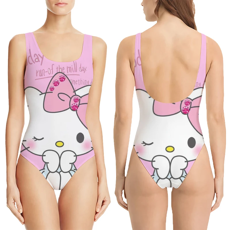 Sanrio Hello Kitty One Piece Swimsuit Women Swimwear Anime Printed