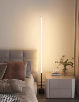 Lampada da Terra Angolare Dimmerabile per Soggiorno con Telecomando, 100cm, Luce LED Intelligente per Camera da Letto, Illuminazione d'Interni in Stile Nordico