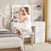 Vanity with Lighted Mirror - 47" Makeup Vanity Desk with 7 Drawers, 3 Storage Shelves and Outlet, 3 Color Lighting Modes 3