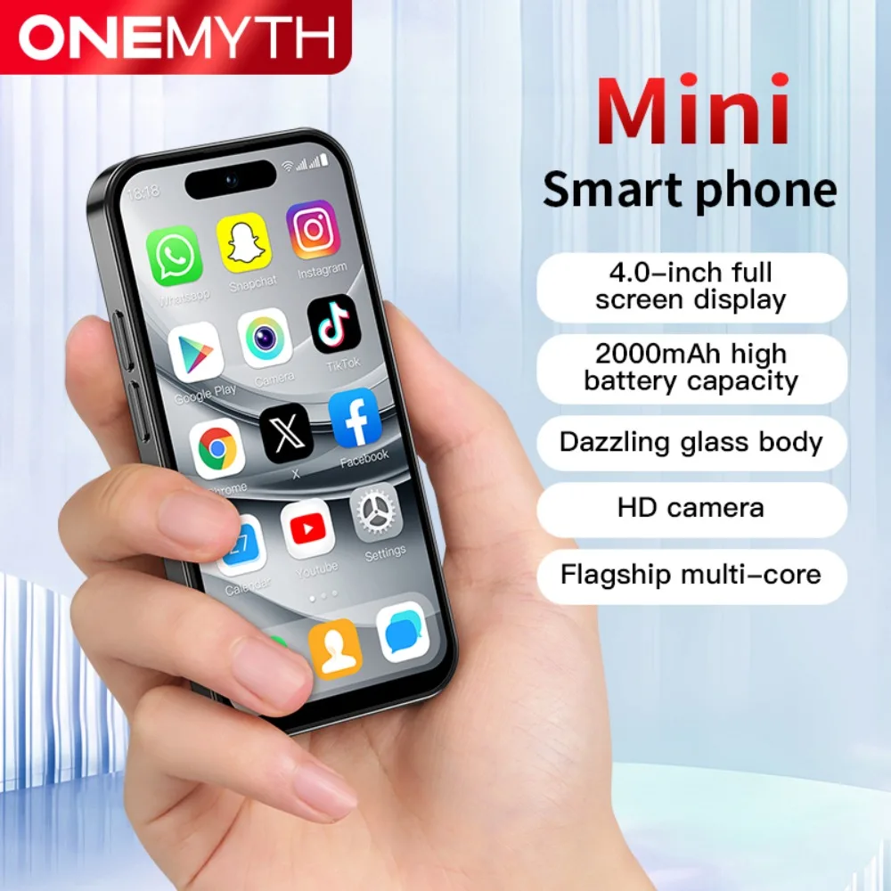 ONEMYTH M17 Pro Mini Smartphone 4G Dual SIM 4" HD Mobile Phone 2000mAh 2GB+16GB Android 12.0 Play Store Small Cellphone Face ID