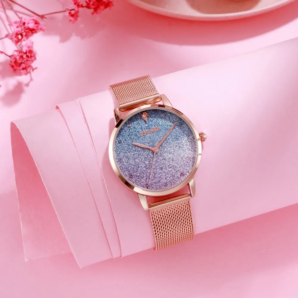 Rose Gold Women Watch 2023 Top Brand Luxury Magnetic Starry Sky Lady Wristwatch Mesh Female Clock For  Relogio Feminino