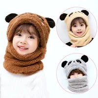 Winter Children Hat Plus Fleece Kids Caps Cartoon Hat For Girls Boys Scarf Thicken Cap Newborn Photography Baby Stuff 1