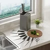 Universal Knife Block, Stainless Steel Universal Knife Holder Block, Modern Kitchen Knife Storage Organizer for Countertop 4