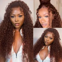 Chocolate Brown Kinky Curly 13x4 Hd Lace Front Wig Human Hair Brown Colored Human Hair Wig Brazilian 13x6 Lace Frontal Curly Wig 2
