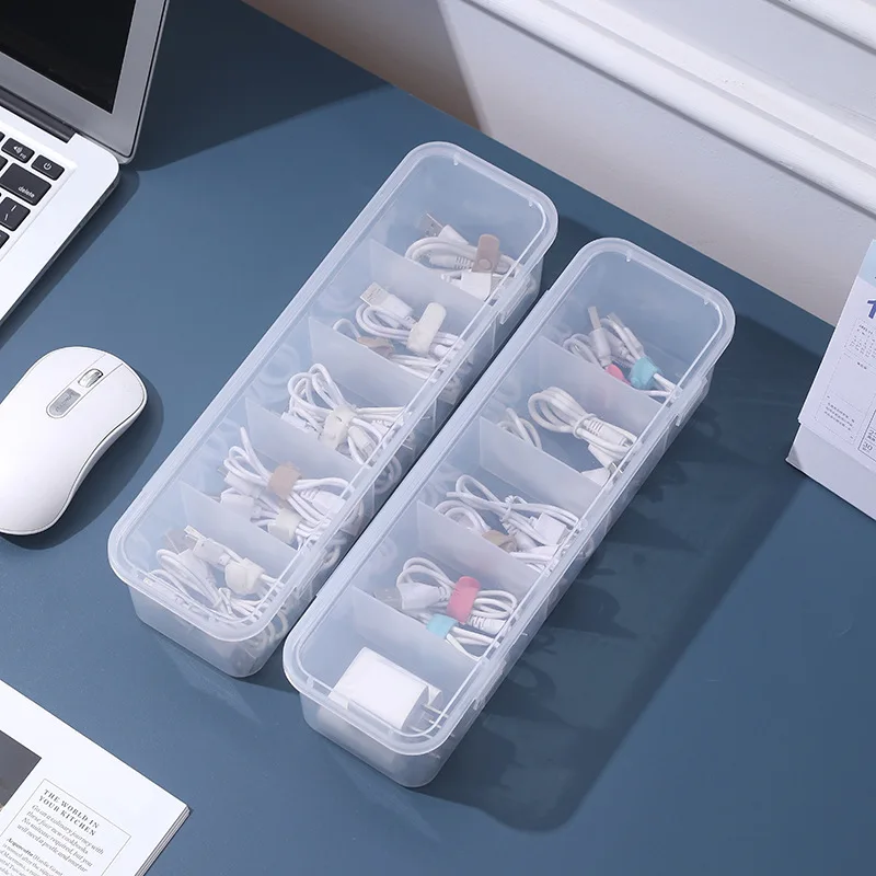 

See-Through Charge Cable Organizer Box Data Cable Management Box USB Storage Box Small Desk Accessories Organizer and Storage