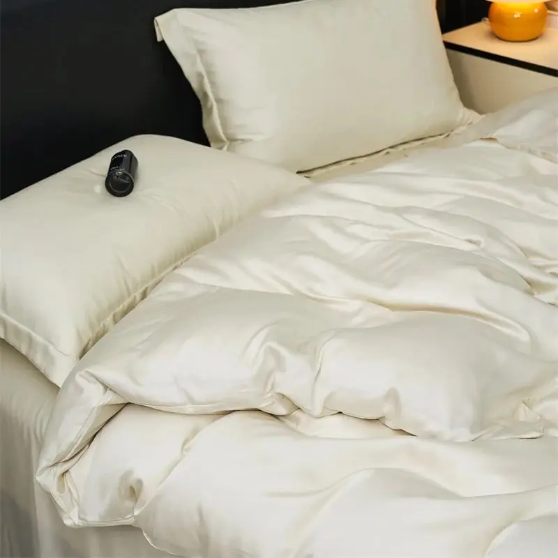 600TC Lyocell Bamboo Fiber Silky Cool Feeling Sleeping Naked Bedding Set 19 Color Designs Duvet Cover Bed Sheet Set Pillowcases 5