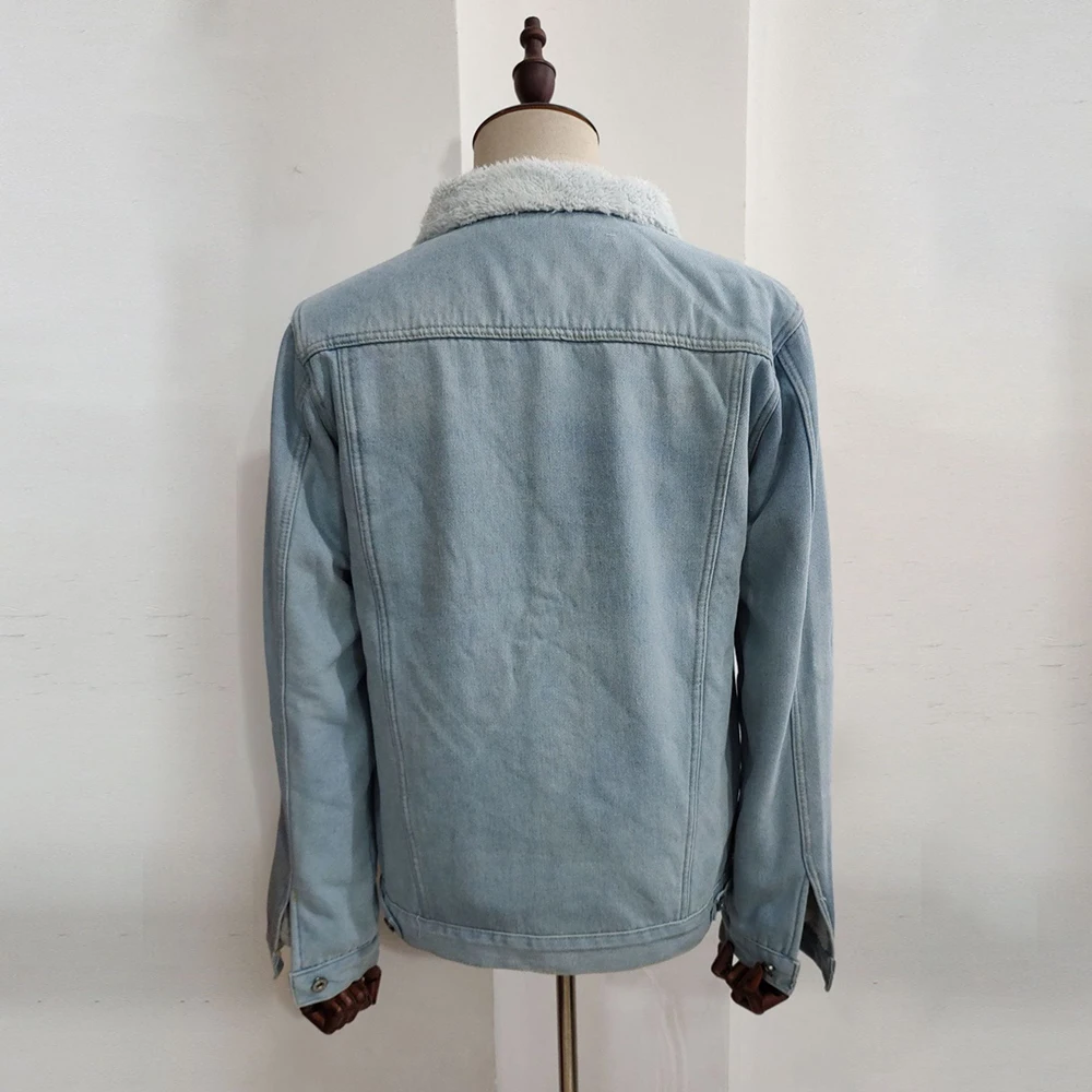 2024 Autumn Winter Slim Long Sleeve Single Breasted Jacket Fashion Solid Men Denim Coats Men Casual Turn-down Streetwear
