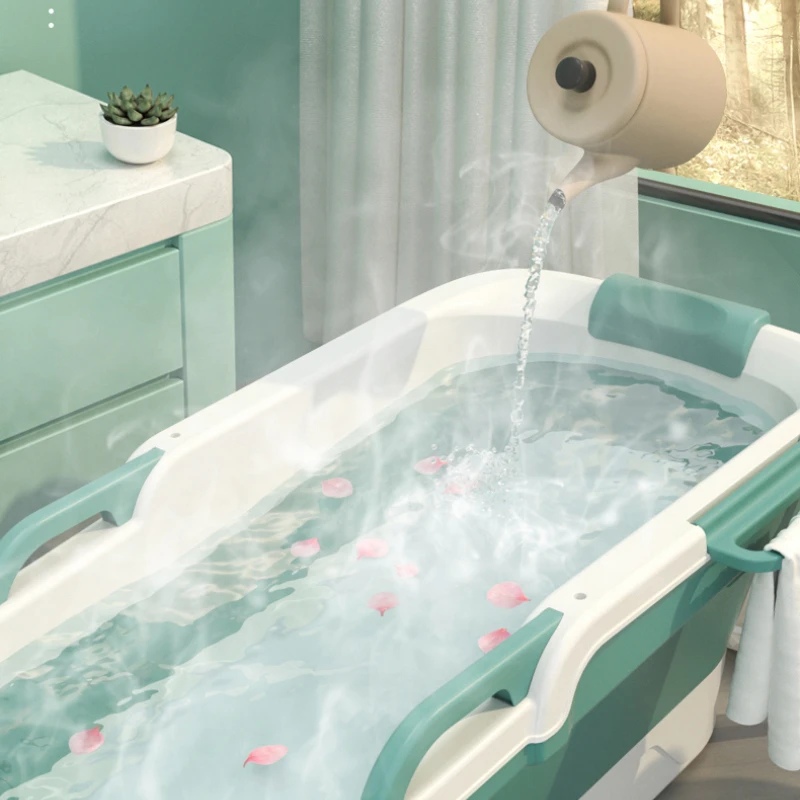 Large Bath Children's Baby Foldable Bath Basin Barrel Bathtubs Can Sit and Swim Household Thickened Plastic Barrel