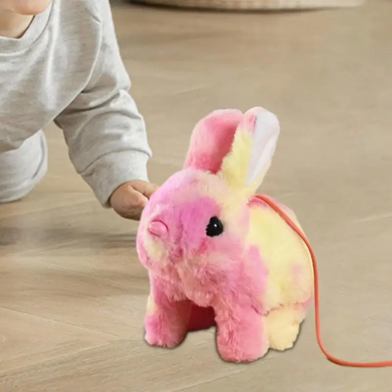 Moving Bunny Toy Stuffed Animal Toy Electronic Animated Rabbit Walking Toy Interactive Walking Animal Toy With Sounds/Rope For 5