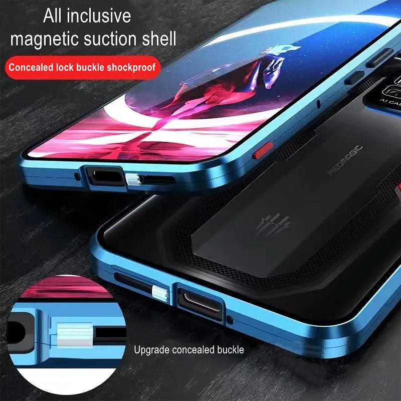 Caixa de Metal Adsorção Magnética para Nubia Redmagic Pro Case Capa de Vidro Dupla Face para Nubia Red Magic à Prova de Choque Escudo 360 1 Weddings & Events