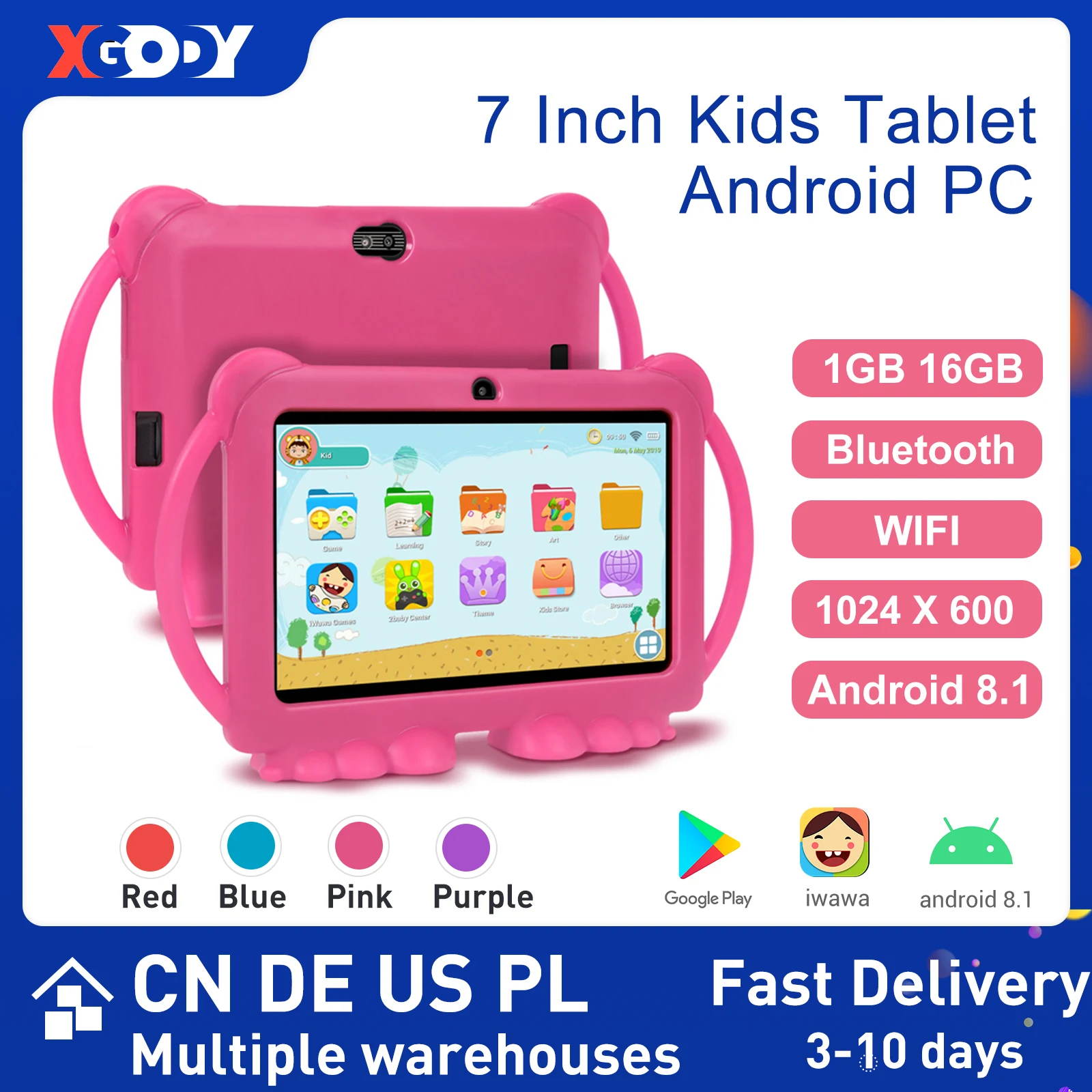 Tableta para niños, 7 pulgadas Android 10.0 tableta para niños, 1